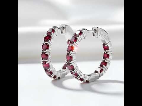 Classic Natural Gemstone Hoop Earrings