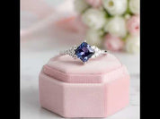 Princess Cut Lab Alexandrite Gemstone Ring
