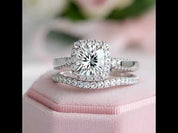 Classic 1.0 Ct Round Diamond Halo Engagement Ring Set
