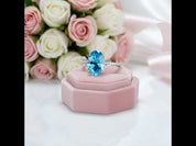 Gorgeous Oval Cut Light Aquamarine Blue Diamond Option Engagement Ring