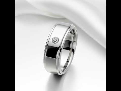 8mm Tungsten Carbide Men's Wedding Band with Diamond Option