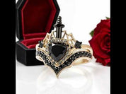 Queen of Hearts- Heart Shape Diamond Option Gothic Wedding Ring