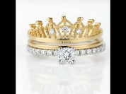 Round Diamond Option Crown Shaped Insert Ring Set