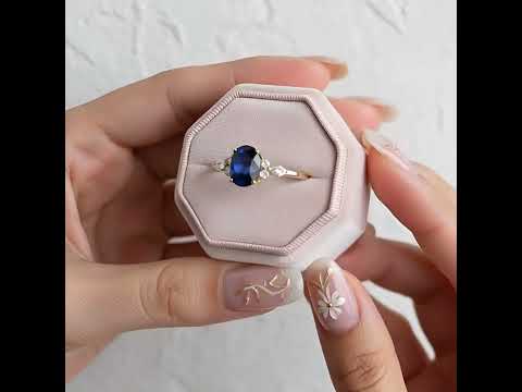 Solid 18k Yellow Gold 2.0 Ctw Oval Sapphire Engagement Ring