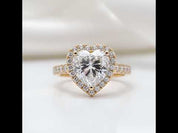 14k Yellow Gold Heart Cut 4.0ct 10mm Diamond Halo Engagement Ring