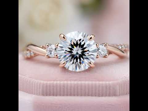 Twist Round Cut Three Stone Engagement Ring