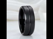 Classic Black Tungsten Carbide Rings for Couple