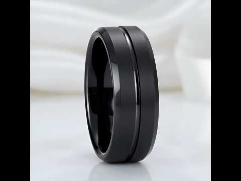 Classic Black Tungsten Carbide Rings for Couple