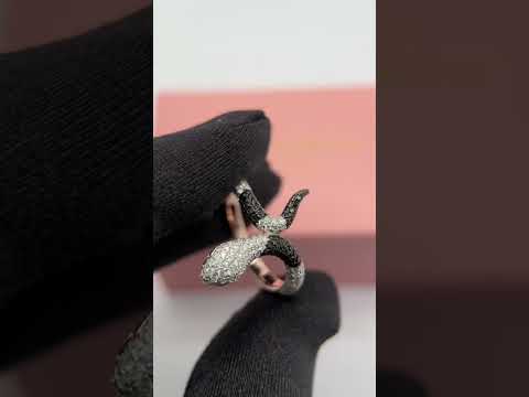 Rose Gold Black Spinel with Diamond Option Snake Ring