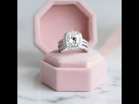 Cushion Cut Halo Diamond Option Engagement Ring