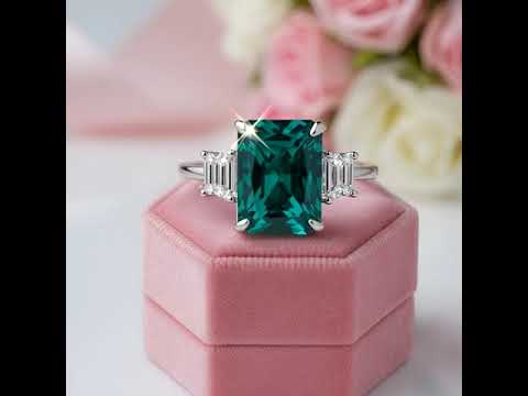 5.0ct Three-Stone Paraiba Tourmaline Radiant Cut Engagement Ring