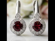 2.10 Ct Round Red Garnet Stud Earrings