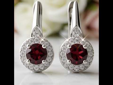 2.10 Ct Round Red Garnet Stud Earrings