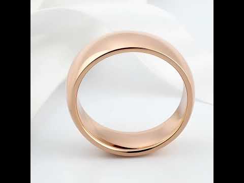Men's Titanium Rose Gold Dome Wedding Band