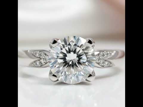 1.0 Ct Round Cut Diamond Option Cow Head Swallowtail Engagement Ring