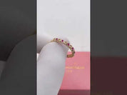 14k Yellow Gold Red Ruby Stack Half Eternity Ring Band