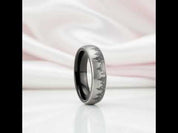 6mm Black Laser Forest Tree Pattern Tungsten Carbide Men's Ring
