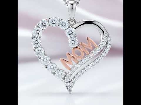 Custom Heart Necklace with Clear Diamond Paved Pendant