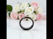 Whiskey Barrel Wood and Guitar Strings Inlay Tungsten Carbide Ring