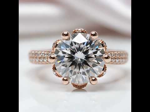18K Rose Gold Round Cut 2 Carat Diamond Option Blossom Engagement Ring