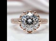 18K Rose Gold Round Cut 2 Carat Diamond Option Blossom Engagement Ring