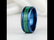 Beveled Blue & Green Men's Tungsten Wedding Band