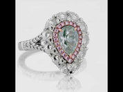 Pear Shaped Blue Green Moissanite Engagement Ring