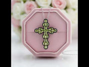 Pear-cut Peridot with Black Spinel Cross Pendant Necklace