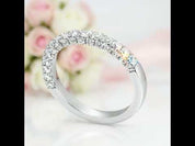 14k White Gold Three Side Half Eternity Wedding Band