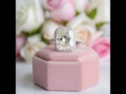 Gorgeous Radiant Cut Halo Sapphire Engagement Ring