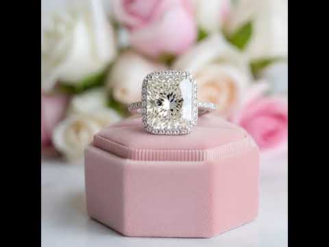 Gorgeous Radiant Cut Halo Sapphire Engagement Ring