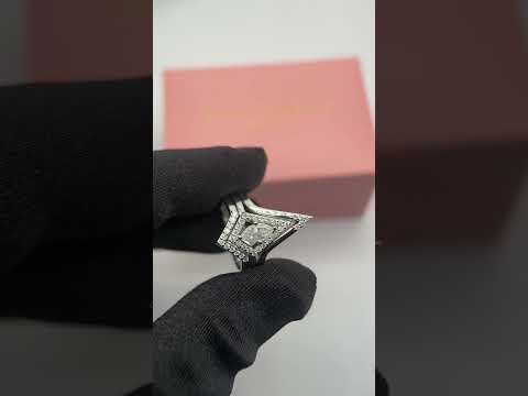Together We Fly- Kite Shape Pear Diamond Option Promise Ring Set