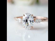 18k Oval Cut Three Stone Diamond Engagement Ring