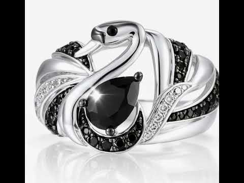 Black Swan Black Stone Statement Ring