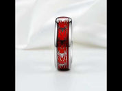 Red Opal & Spider Inlaid Tungsten Men's Wedding Band