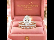 3.5 carat Oval Cut 3-Pieces Rose Gold Wedding Ring Set