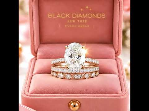 3.5 carat Oval Cut 3-Pieces Rose Gold Wedding Ring Set