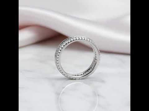 Emerald Cut Diamond Option Three-Layer Wedding Band