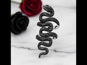 Gothic Serpent Wrap Black Diamond Adjustable Statement Ring