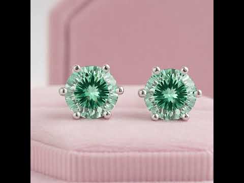 14k White Gold 6-Prong Round Diamond Option Stud Earrings