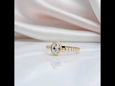 1.12 Ct Oval Cut Diamond Option Bezel Setting Engagement Ring