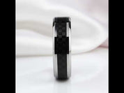 Men's 6mm Tungsten Carbide Wedding Band with Carbon Fiber Inlay