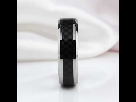 Men's 6mm Tungsten Carbide Wedding Band with Carbon Fiber Inlay