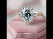 14k Yellow Gold 1ct Oval Cut Diamond Three Stone Engagement Ring
