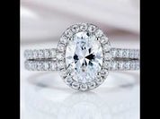 Halo Oval Cut Engagement Ring Set