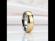 8mm Men's Tungsten Carbide Smooth Gold Ring
