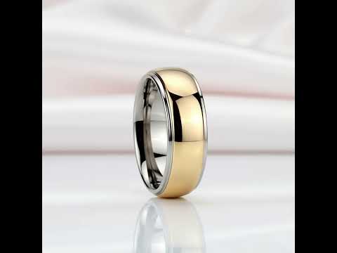 8mm Men's Tungsten Carbide Smooth Gold Ring