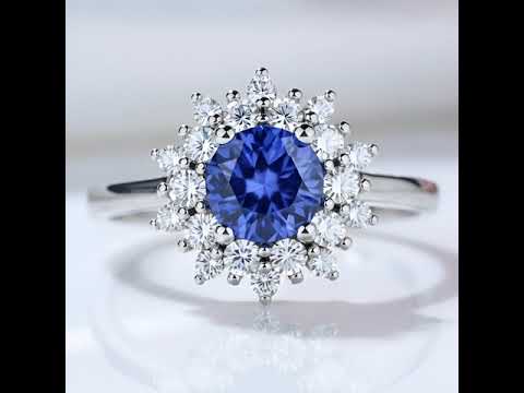 Round Cut Tanzanite 4 Prong Engagement Ring