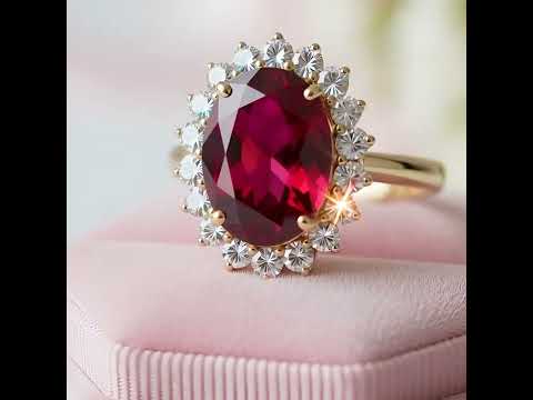 Solid 14k Yellow Gold 3.0 Ct Ruby with Diamond Option Engagement Ring