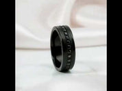 Beveled Edges Diamond Inlay Black Tungsten Men's Wedding Band